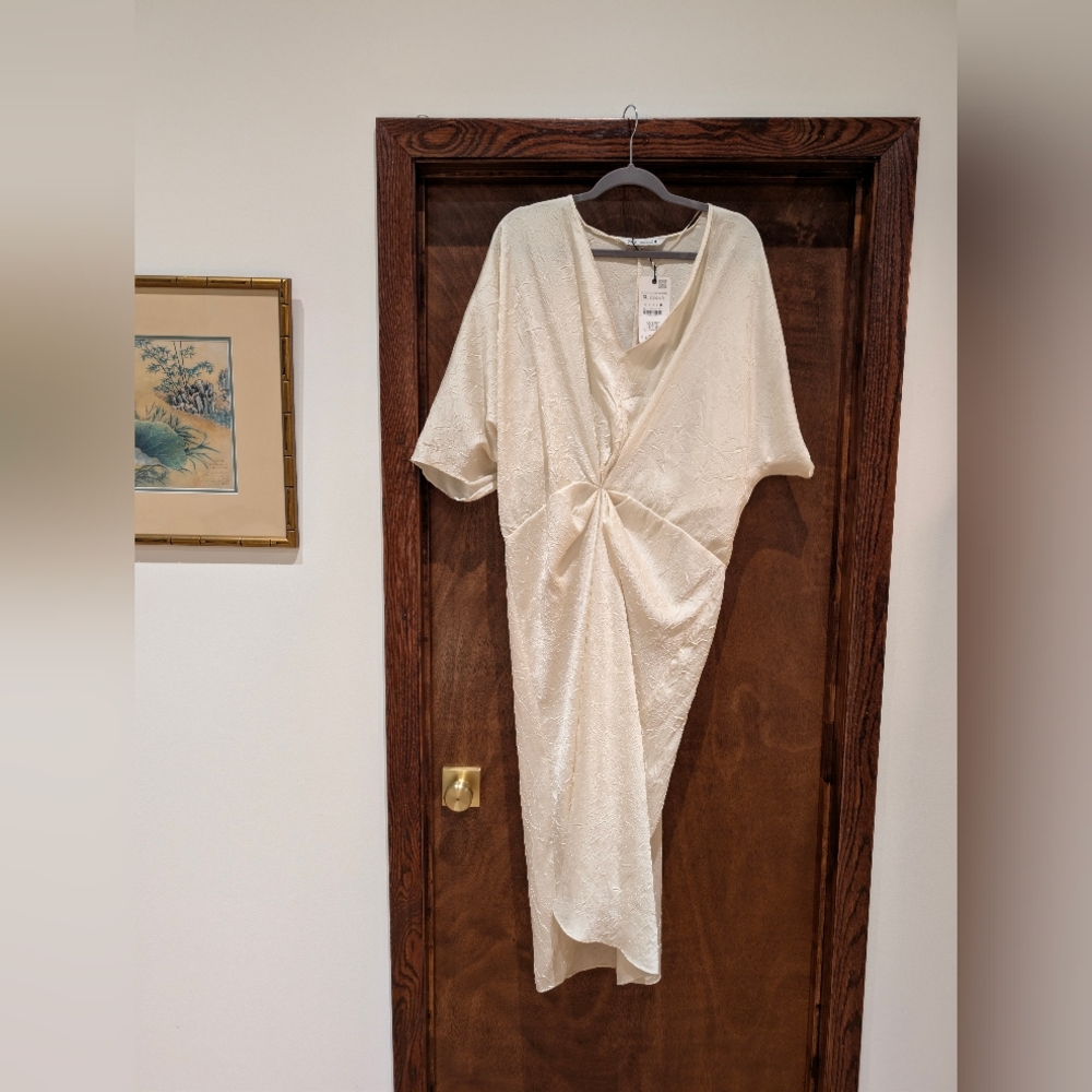 Elegant Cream Draped Dress